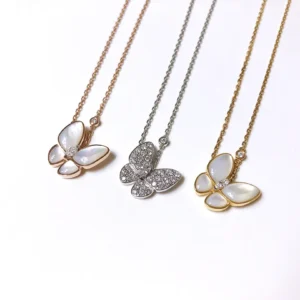VCA White Mother-of-Pearl Butterfly Necklace