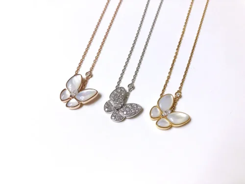 VCA White Mother-of-Pearl Butterfly Necklace